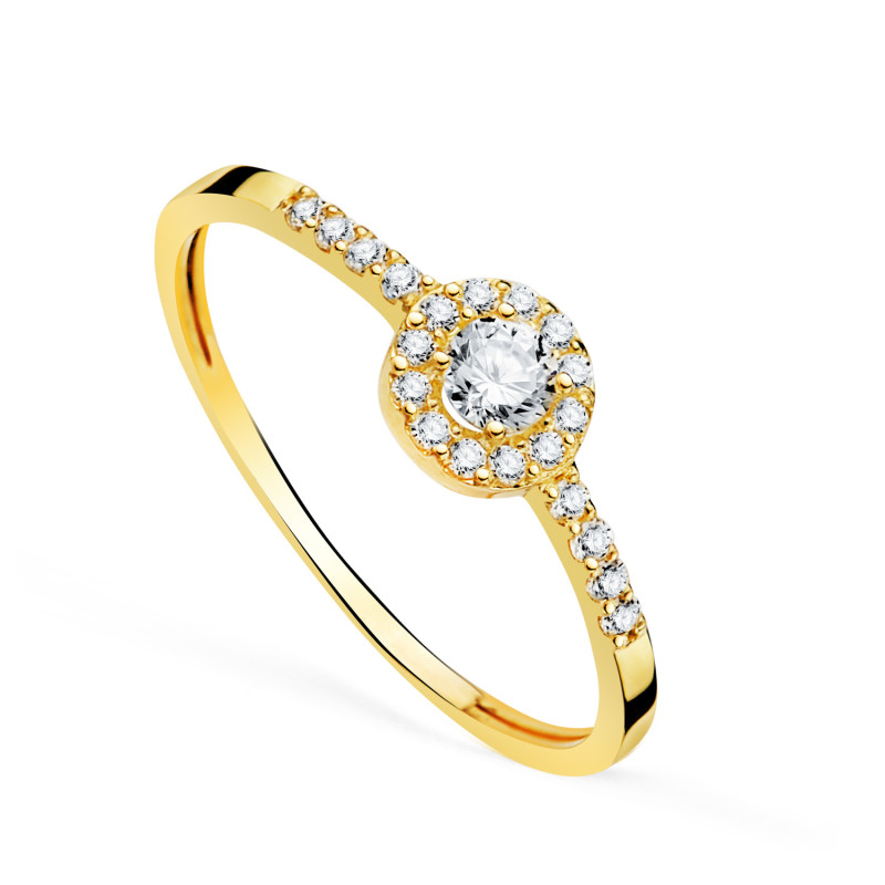 18K SORTIJA ORO AMARILLO CUAJO CON CIRCONITAS 6 MM.ANCHO CUERPO 1,5 MM