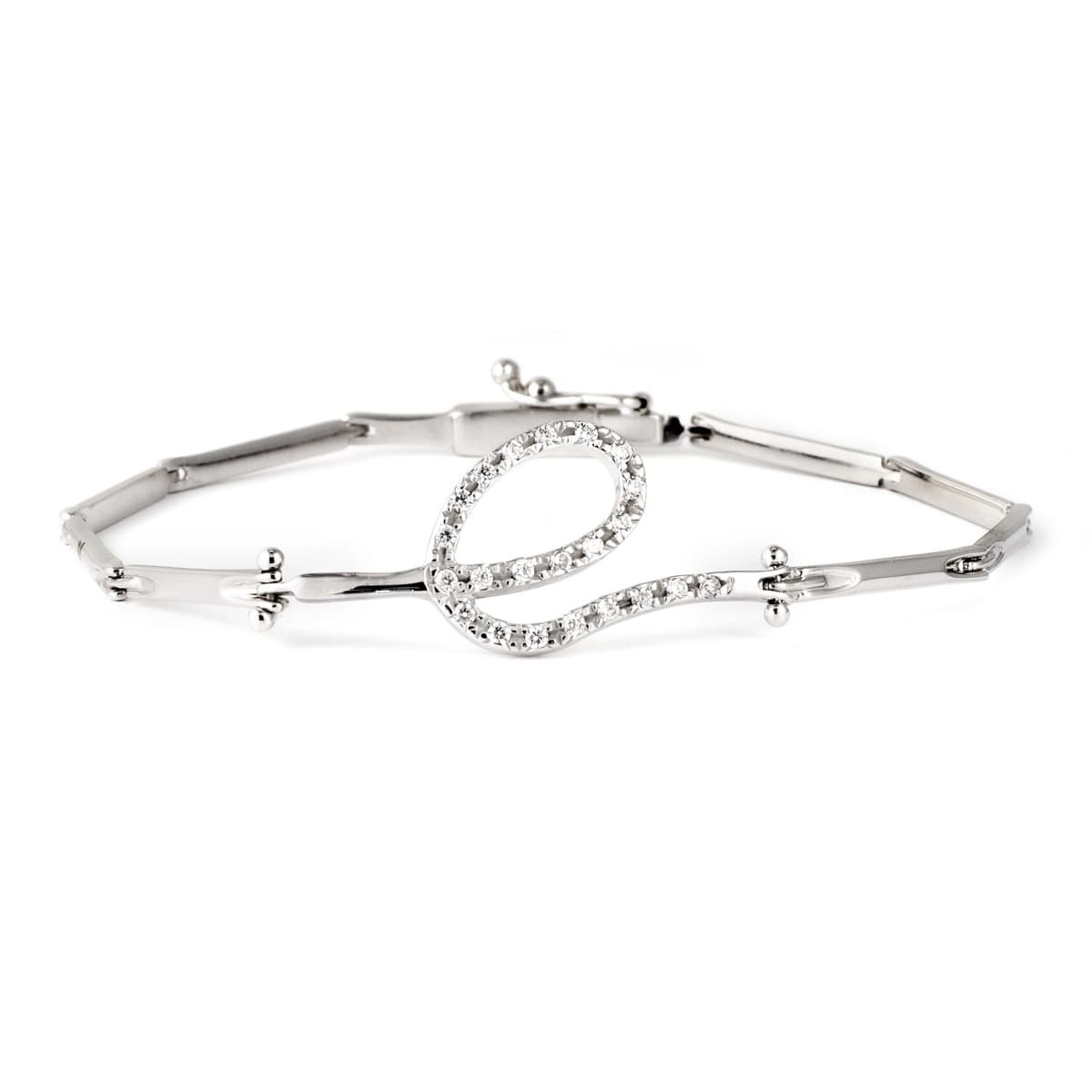 18K PULSERA ORO BLANCO ESLABONES CON CIRCONITAS