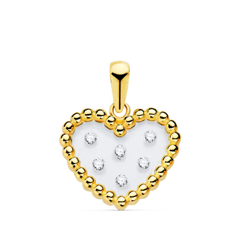 18K COLGANTE ORO AMARILLO CORAZON AIRSHINE TRANSPARENTE CON CIRCONITA 14X12 MM