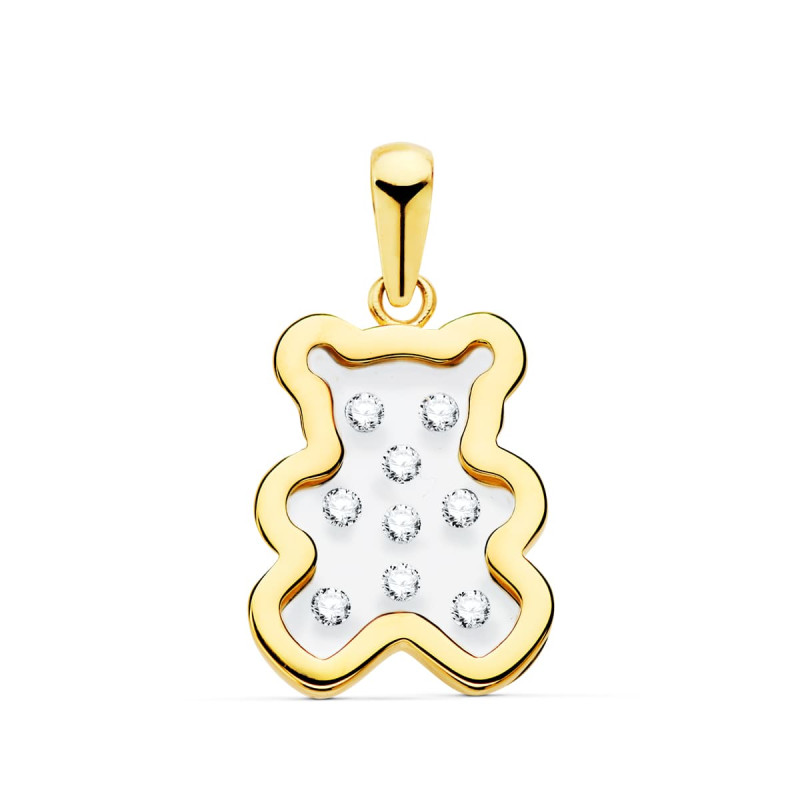 18K COLGANTE ORO AMARILLO OSO AIRSHINE TRANSPARENTE CON CIRCONITA 14X11 MM