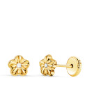 18K PENDIENTES ORO AMARILLO FLOR CON CIRCONITA 5 X 5 MM CIERRE TUERCA 18K PENDIENTES ORO AMARILLO FLOR CON CIRCONITA 5 X 5 MM CIERRE TUERCA