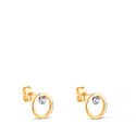 18K PENDIENTES ORO BICOLOR REDONDOS CON CIRCONITAS. MEDIDA: 8 MM. CIERRE PRESION