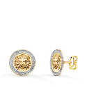 18K PENDIENTES ORO BICOLOR MEDUSA Y BORDE DE GRECA 10 MM CIERRE PRESION