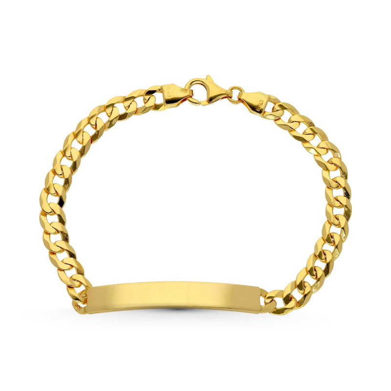 18K ESCLAVA ORO AMARILLO MACIZA BARBADA 21CM 6 MM