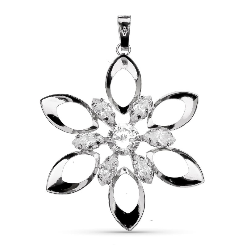 18K COLGANTE ORO BLANCO FLOR 35X30 MM