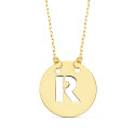 18K COLGANTE ORO AMARILLO LETRA " R " 15 MM CADENA FORZADA 42CM