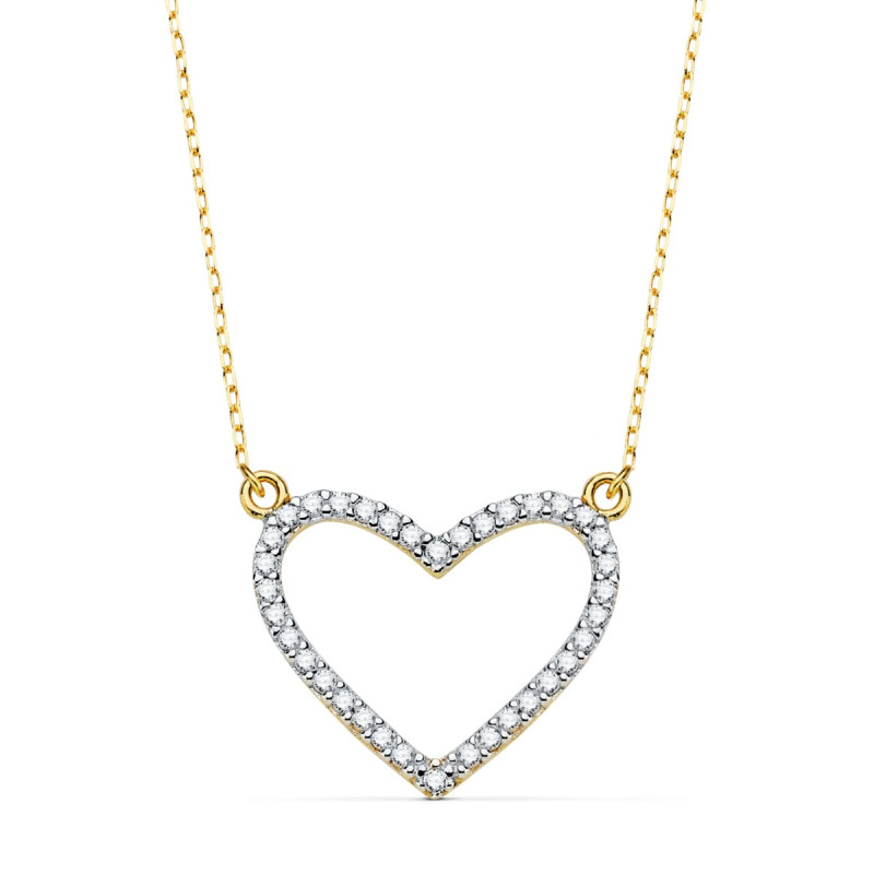 18K COLGANTE BICOLOR CORAZON 18X15 MM CADENA FORZADA 43+2 CM