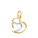 18K COLGANTE ORO BICOLOR DOBLE CORAZON EN BRILLO 14X13 MM 18K COLGANTE ORO BICOLOR DOBLE CORAZON EN BRILLO 14X13 MM