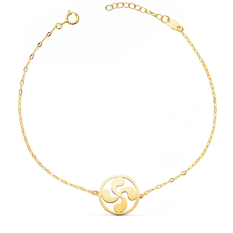 18K PULSERA ORO AMARILLO LAUBURU 14MM CADENA TALLADA. LARGO: 17+3 CM