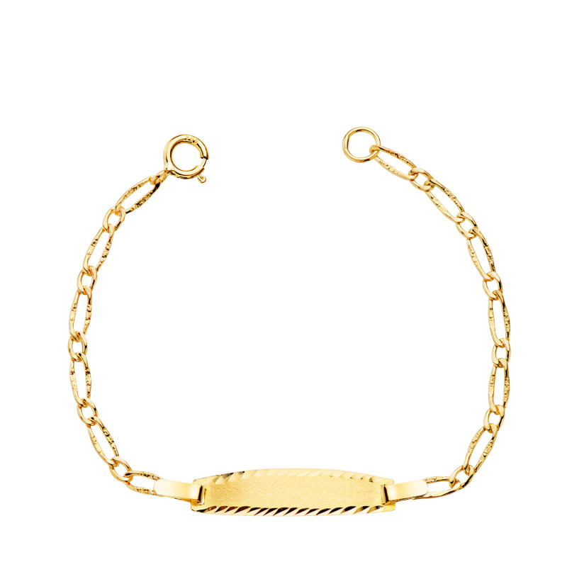 18K ESCLAVA ORO AMARILLO CARTIER 1X1 ESLABON CON TEXTURA. ANCHO: 1.5MM. PLACA CHAPA: 19X4MM. LARGO 12CM