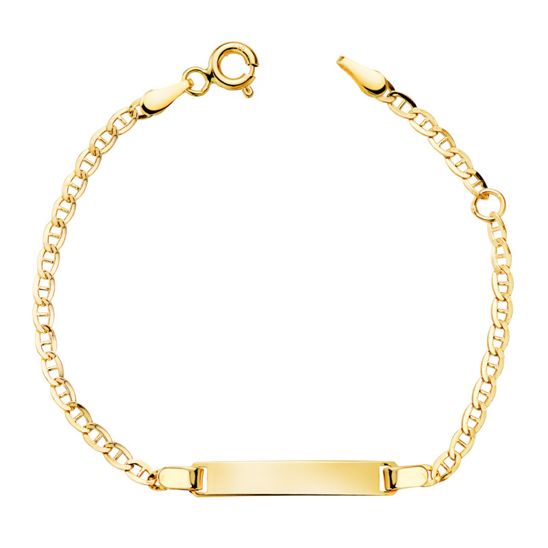 18K ESCLAVA ORO AMARILLO ANCLA ANCHO: 2,2MM. PLACA CHAPA: 20X3,5MM. LARGO: 11,5-2 CM