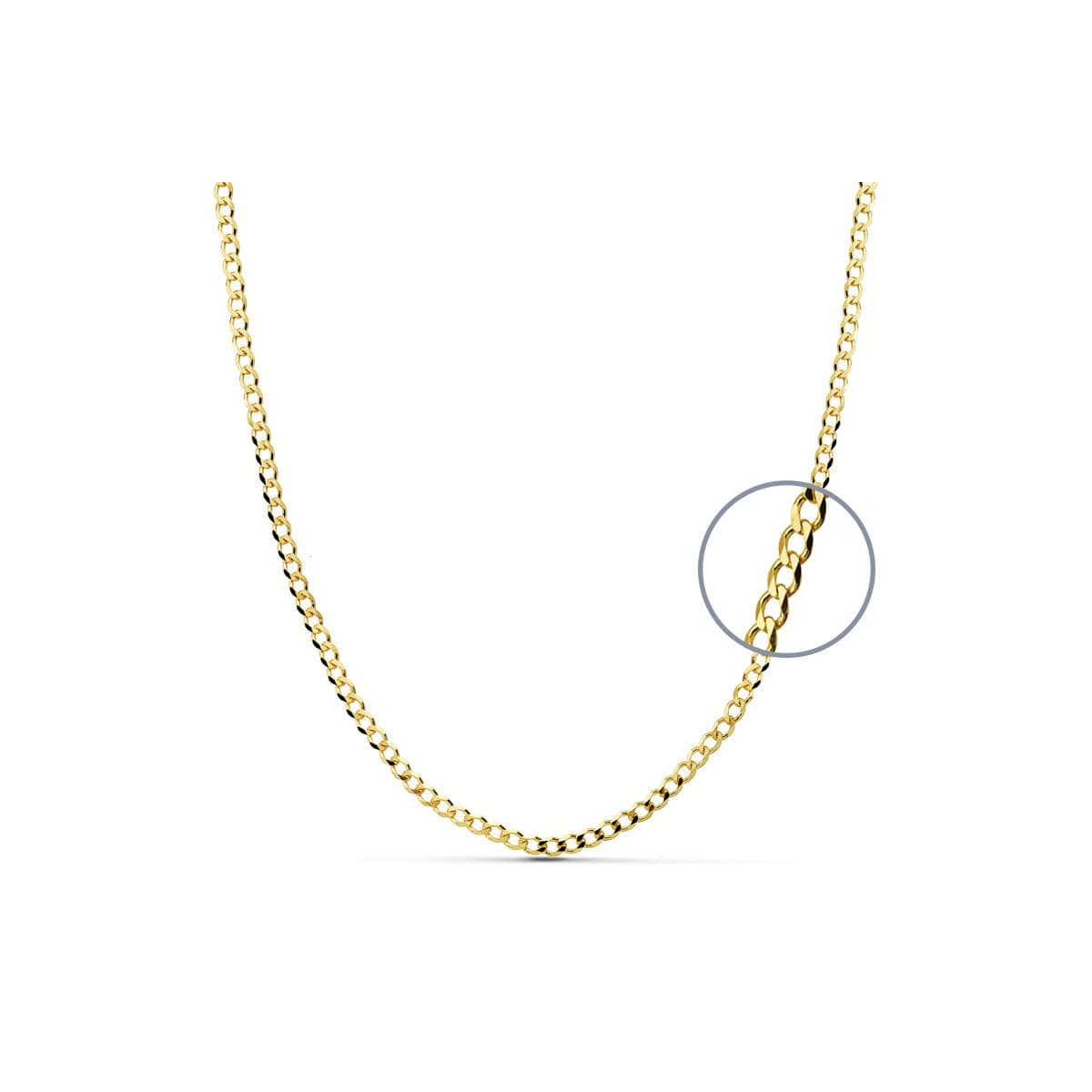 18K CADENA ORO AMARILLO BARBADA MACIZA 50CM ANCHO 2.75 MM