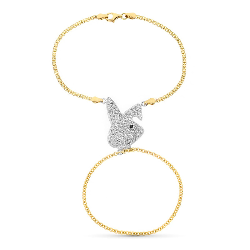 18K PULSERA ORO BICOLOR INDIA CONEJITO CIRCO.