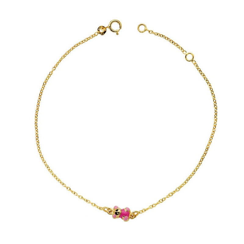 18K PULSERA ORO AMARILLO OSO ESMALTE 18CM