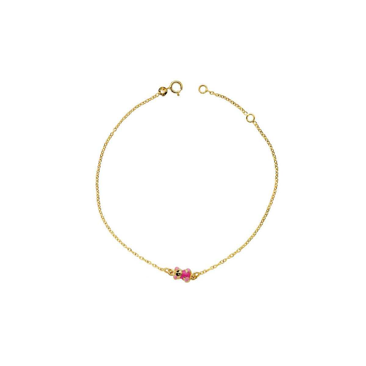 18K PULSERA ORO AMARILLO OSO ESMALTE 18CM