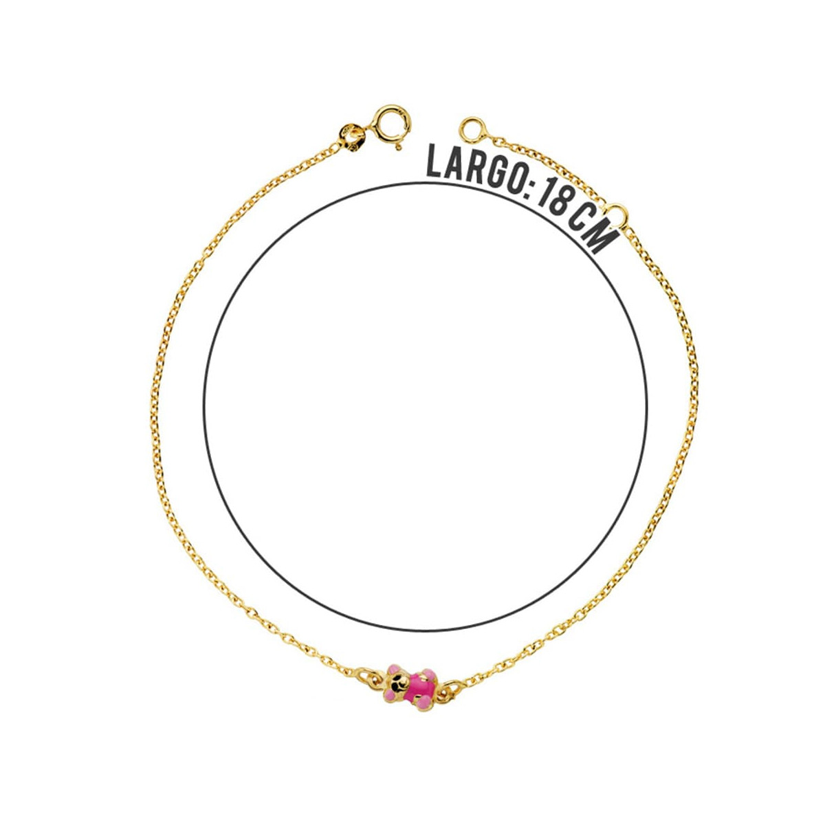 18K PULSERA ORO AMARILLO OSO ESMALTE 18CM