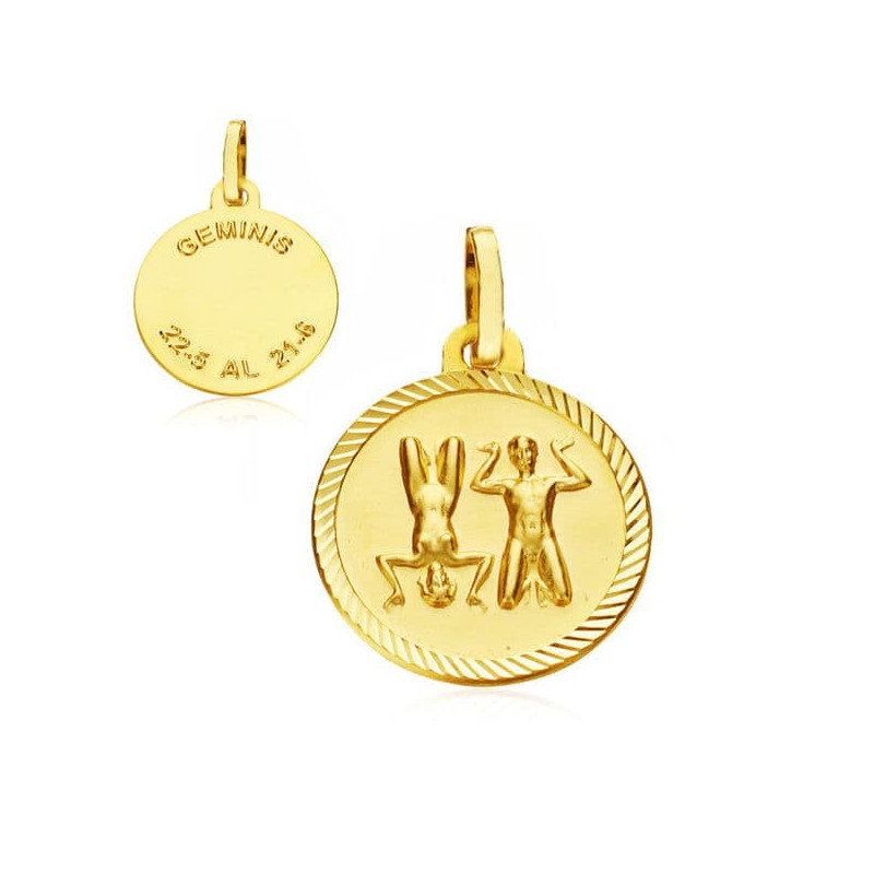 18K PLACA HOROSCOPO ORO AMARILLO GEMINIS 16 MM