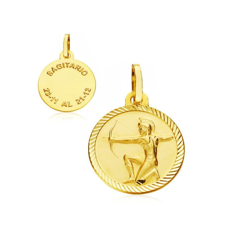 18K PLACA HOROSCOPO ORO AMARILLO SAGITARIO 16 MM