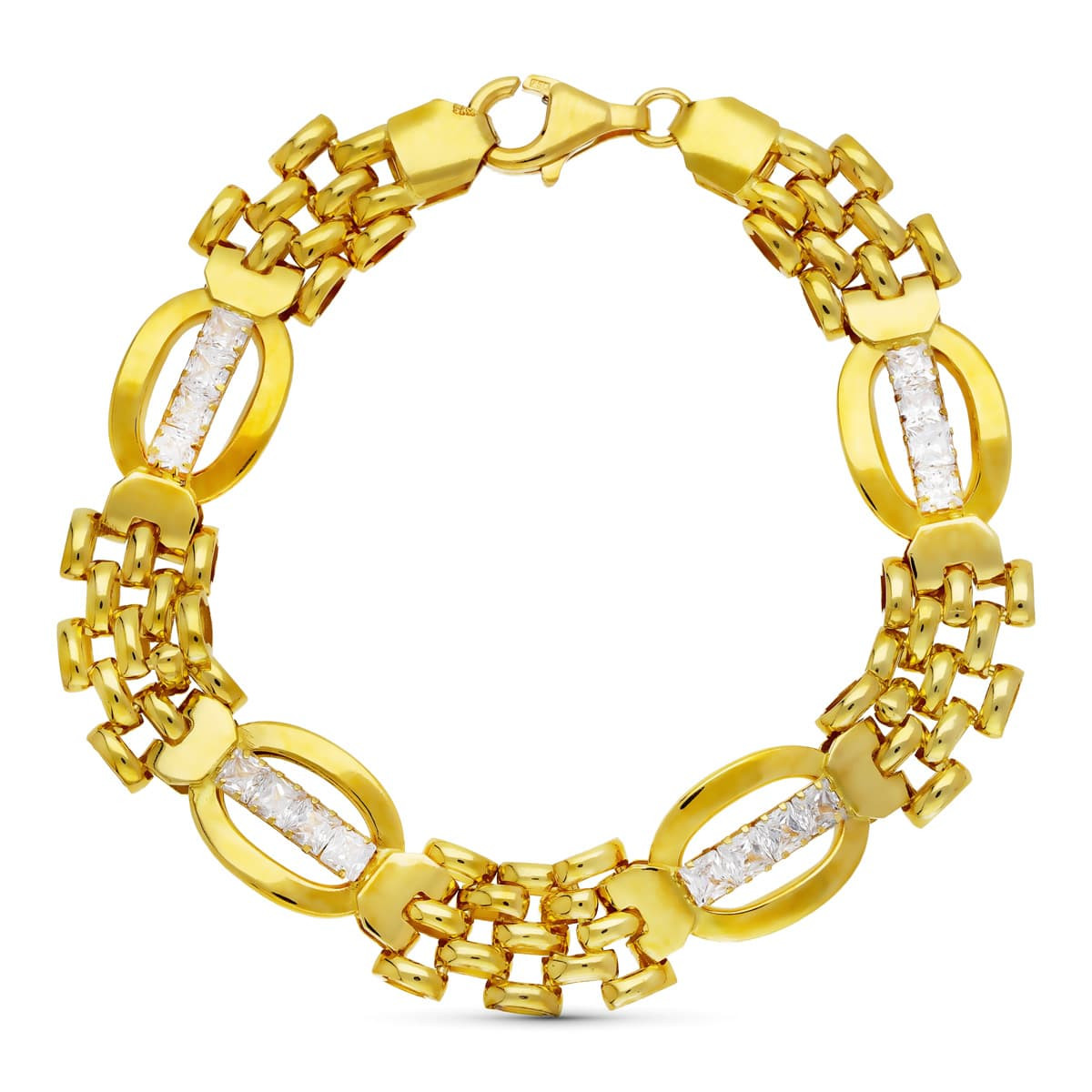 18K PULSERA ORO AMARILLO PANTER Y CIRCONITAS