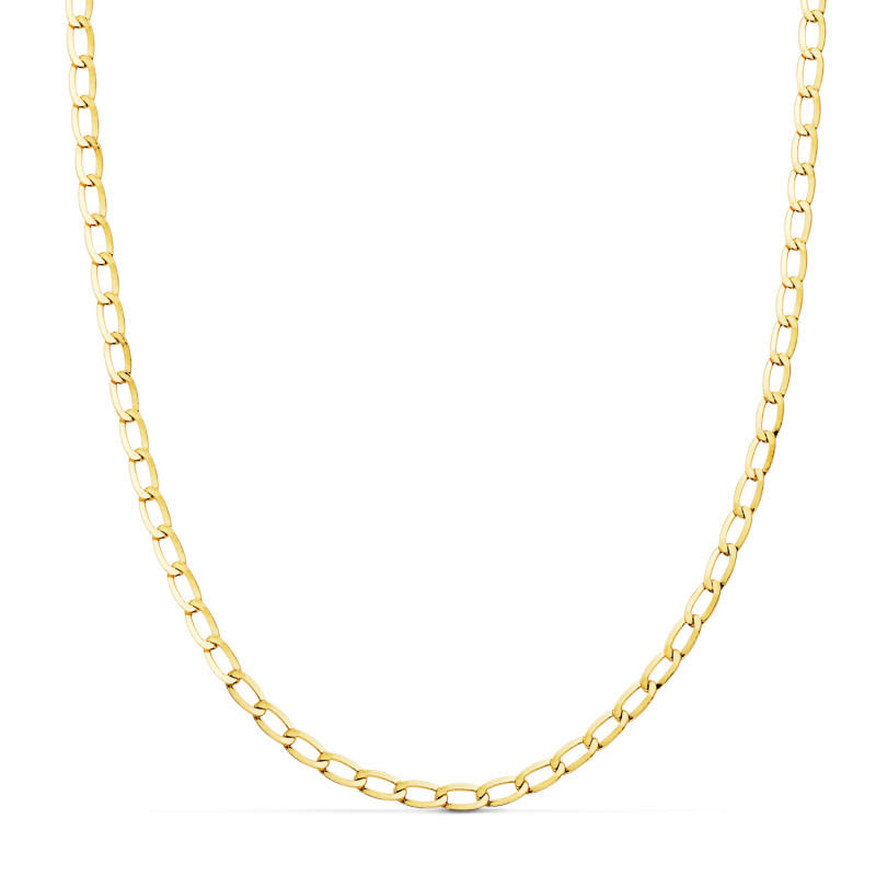 18K CADENA ORO AMARILLO HUECA BILBAO PLANA LARGO: 60CM  ANCHO: 3,5 MM