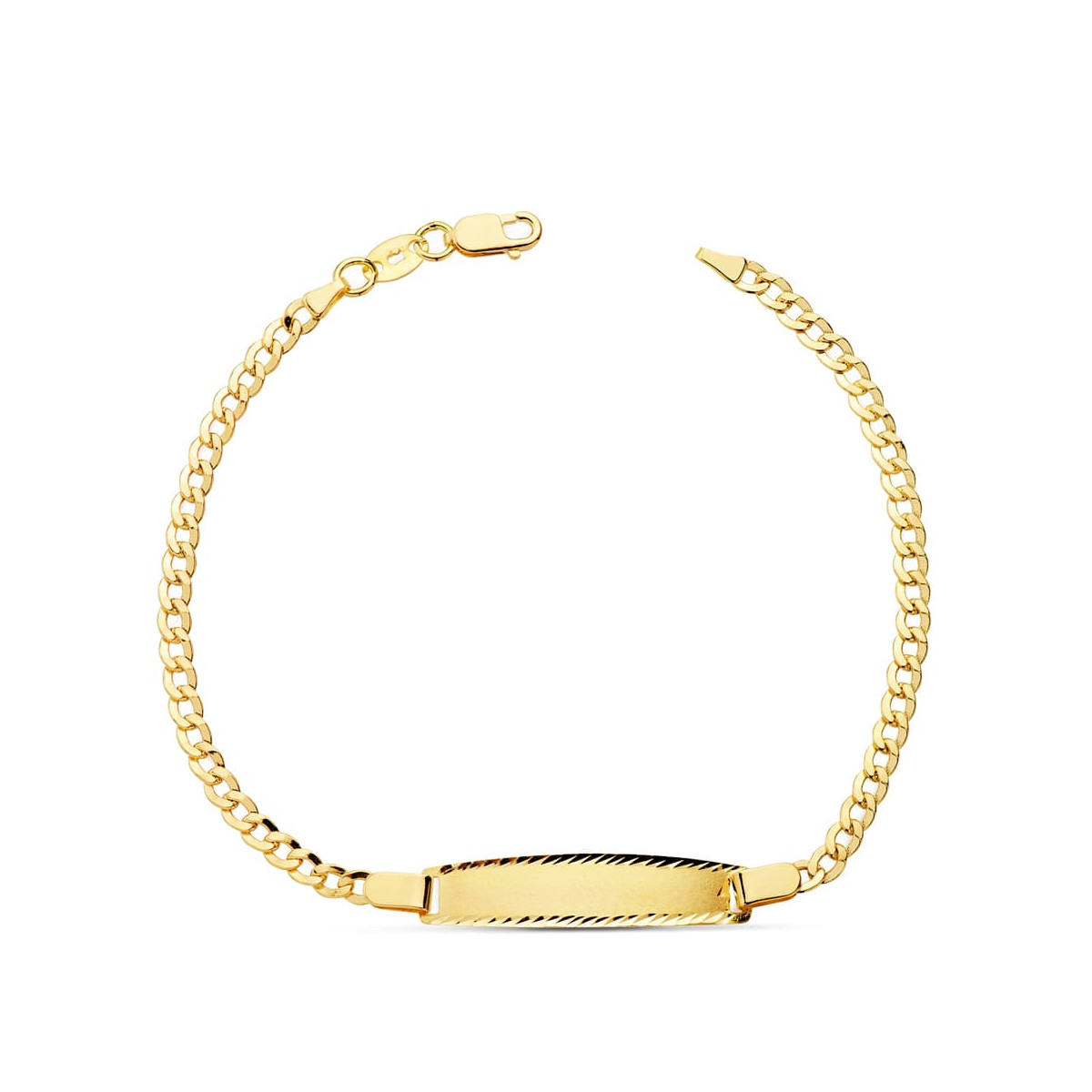 18K PULSERA ESCLAVA ORO AMARILLO HUECA BARBADA 17CM