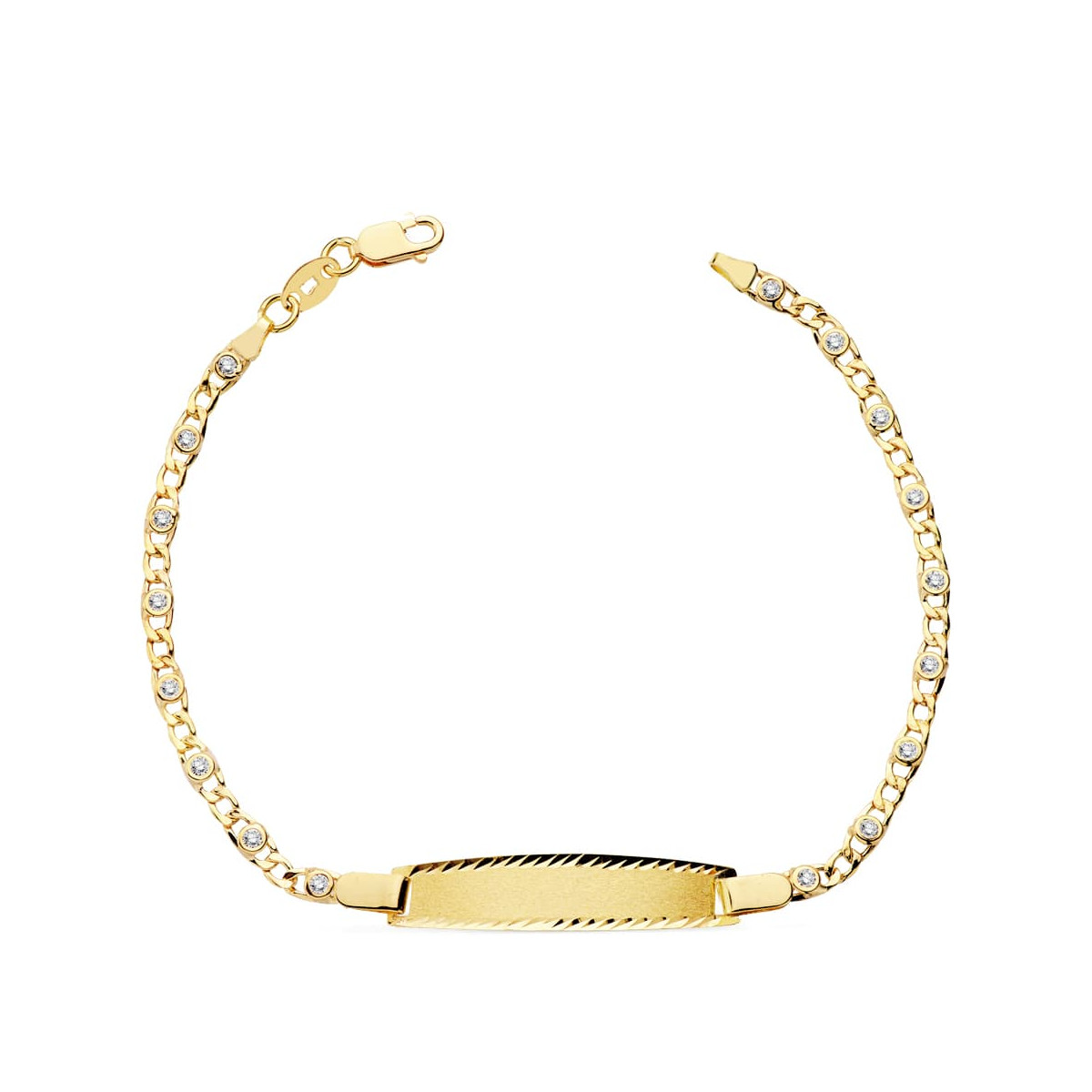 18K PULSERA ESCLAVA ORO AMARILLO CIRCONITA 16.5CM 2.5 MM