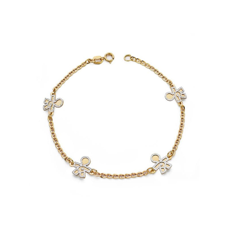 18K PULSERA BICOLOR NIÑOS 19.5 CM