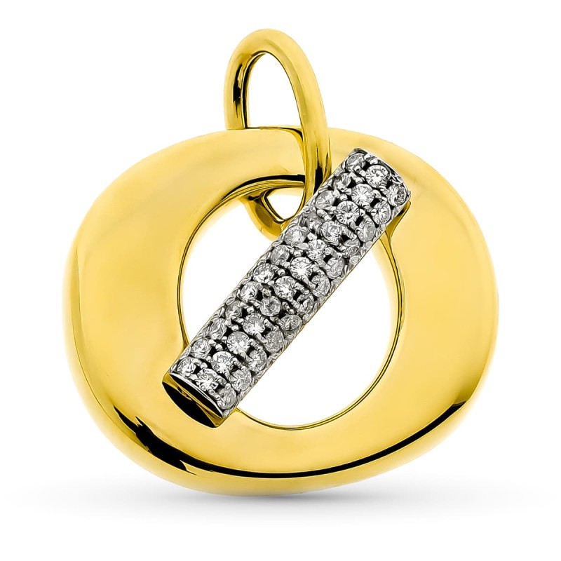 18K COLGANTE ORO BICOLOR HUECO REDONDO. 23X26 MM