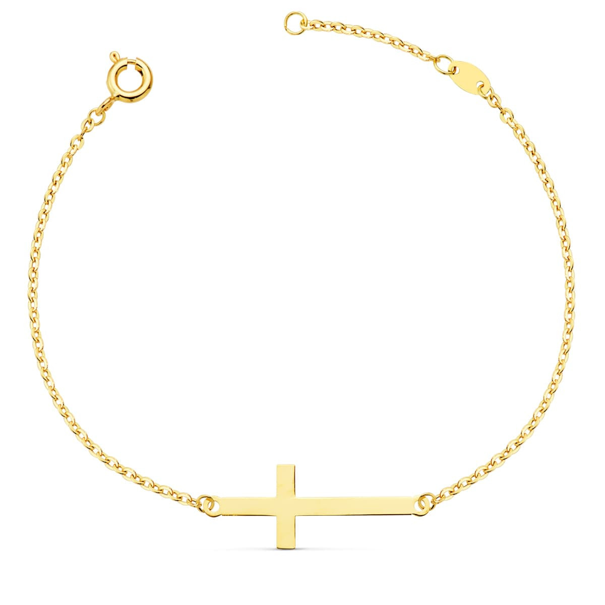 18K PULSERA ORO AMARILLO CRUZ 30X11 MM CADENA FORZADA 19 2 CM