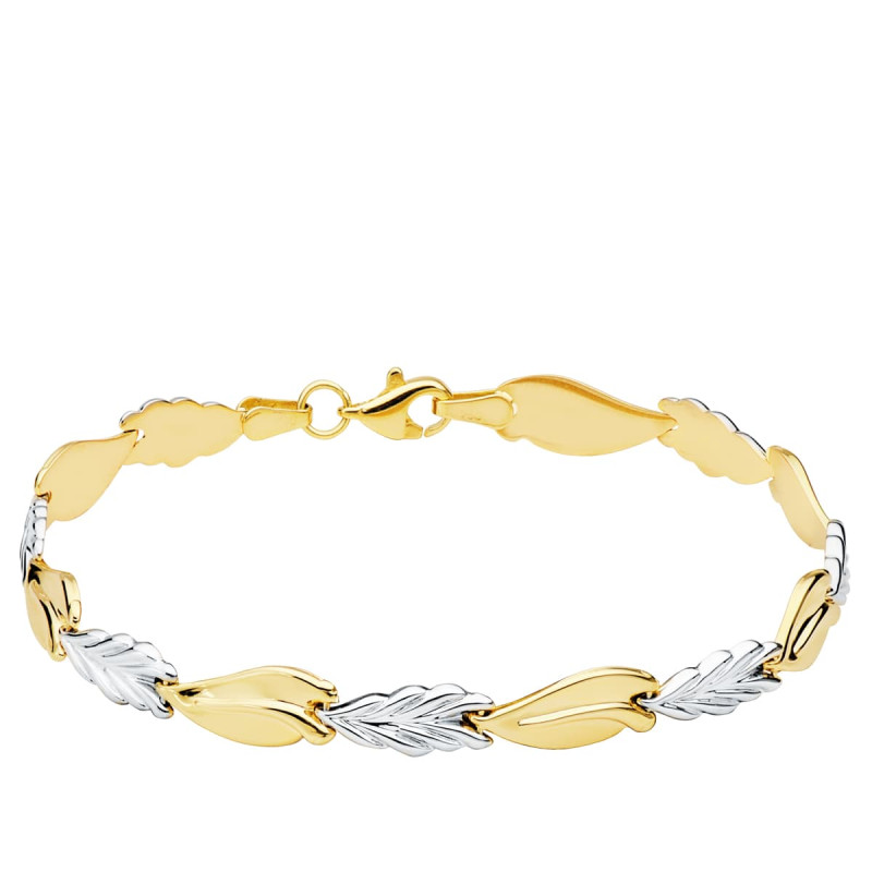 18K PULSERA BICOLOR ESTAMPACION 19CM