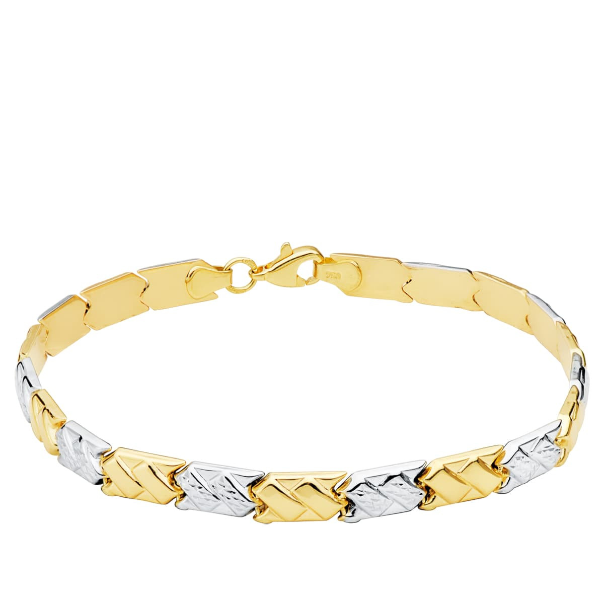 18K PULSERA BICOLOR ESTAMPACION 19CM