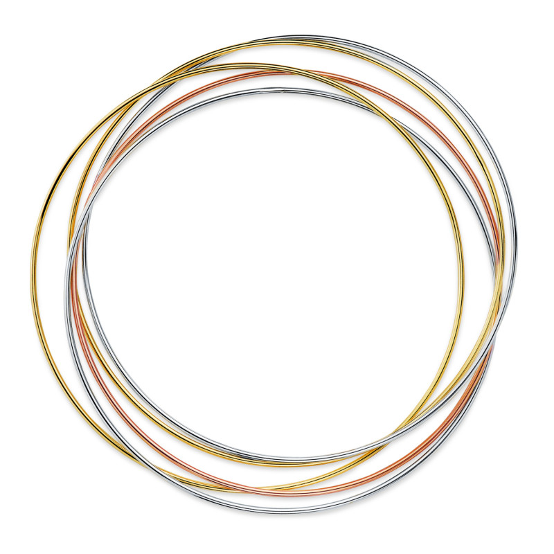 18K PULSERA ORO TRICOLOR 5 AROS LISOS DIAMETRO: 62MM. ANCHO: 1 MM