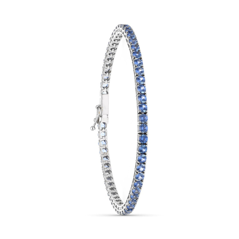 18K PULSERA ORO BLANCO PIEDRAS AZULES 19CM