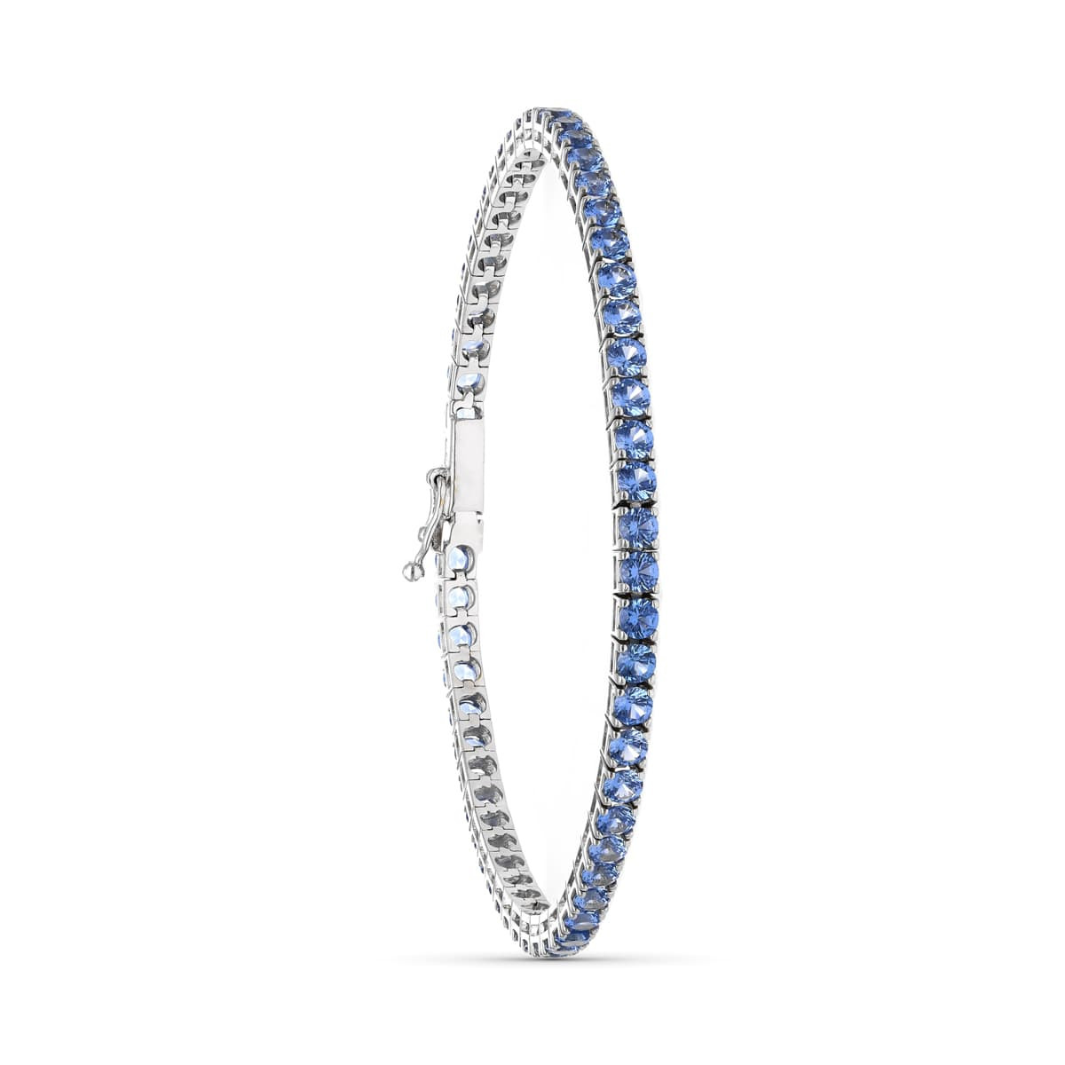 18K PULSERA ORO BLANCO PIEDRAS AZULES 19CM