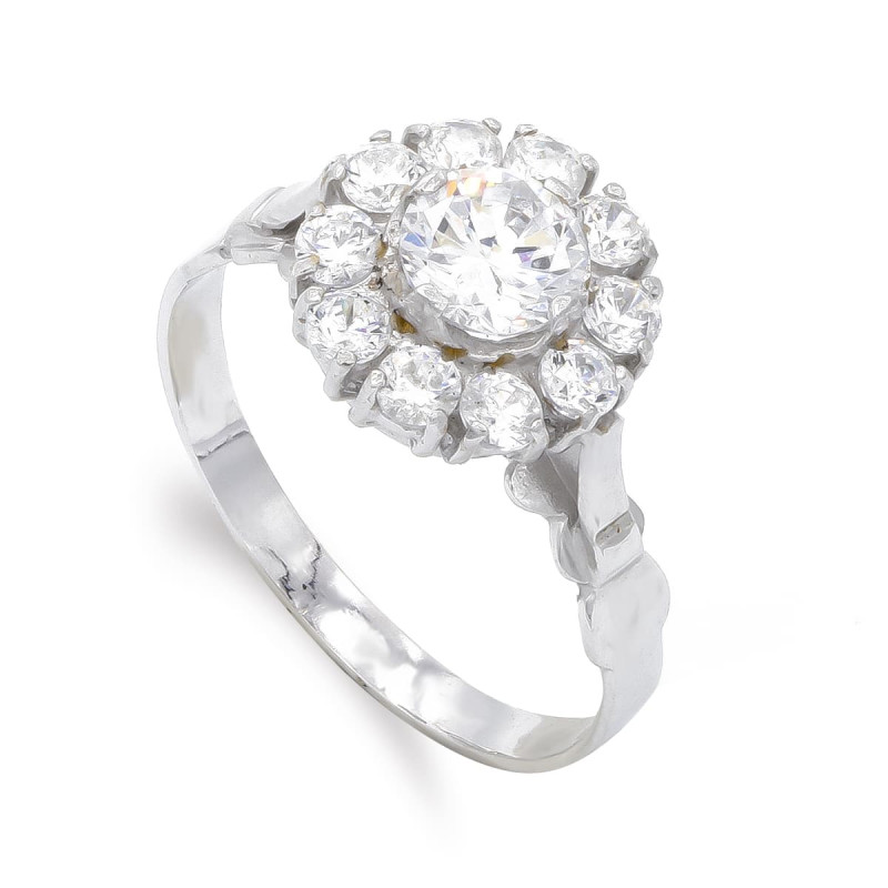 18K SORTIJA ORO BLANCO CUAJO CON CIRCONITAS. ANCHO: 11 MM