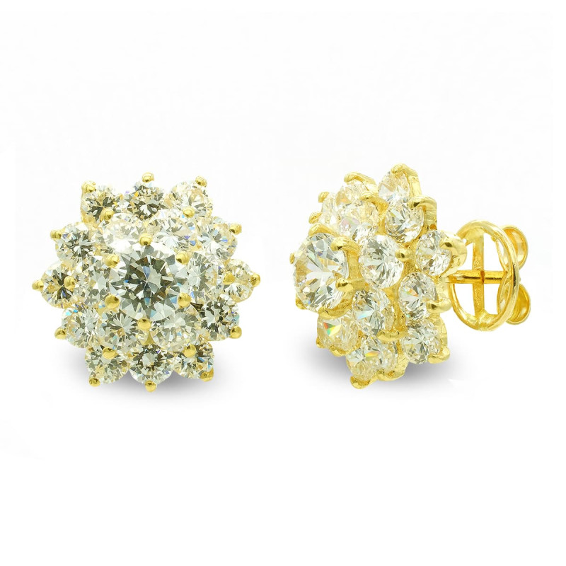 18K PENDIENTES ORO AMARILLO GARRAS CON CIRCONITA CIERRE PRESION