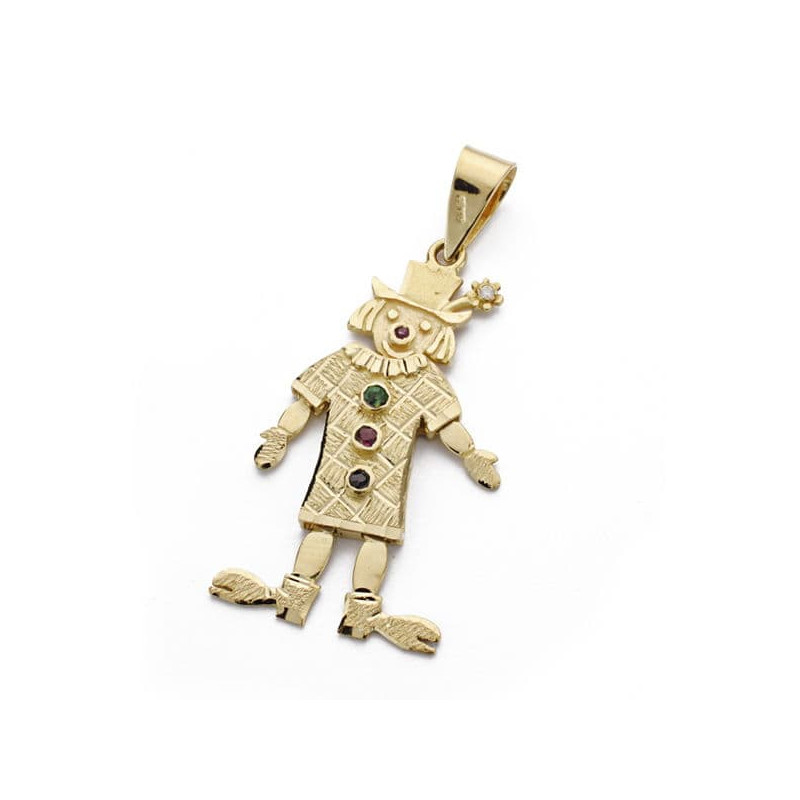 18K COLGANTE ORO AMARILLO PAYASO ARTICULADO. 33X13 MM