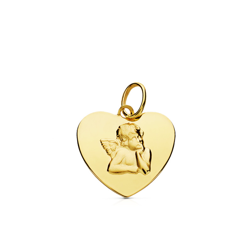 9K COLGANTE CORAZON ORO AMARILLO ANGEL 9K 14X14 MM