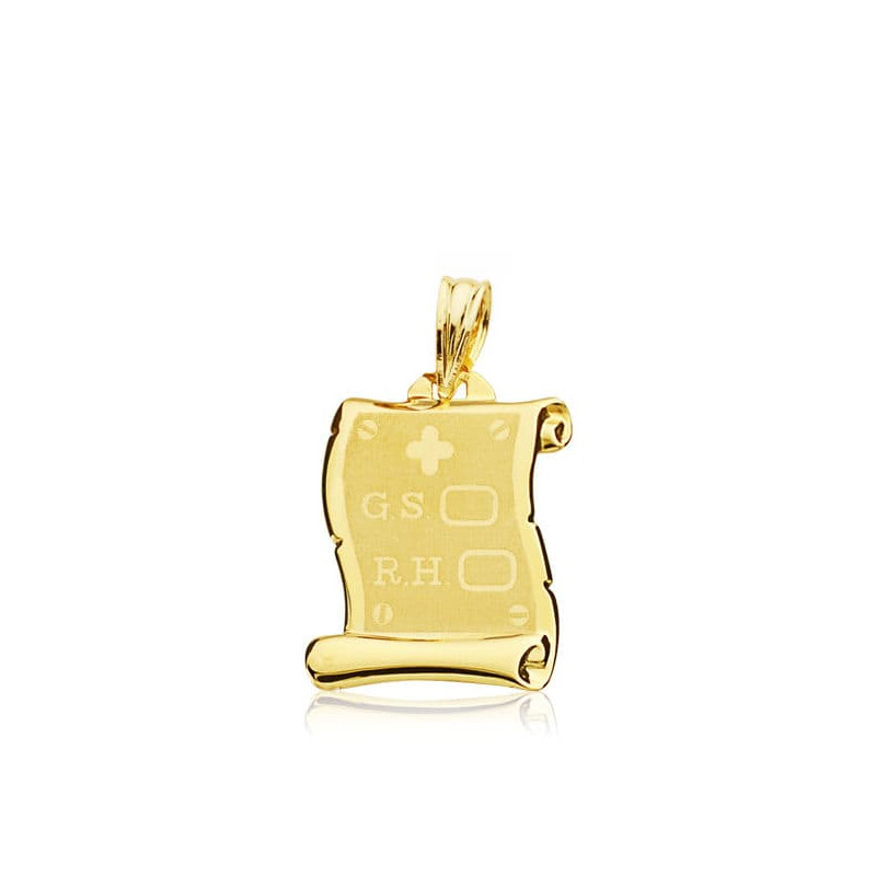 9K COLGANTE PERGAMINO ORO AMARILLO RH. 19X14 MM