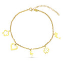 9K PULSERA TOBILLERA ORO AMARILLO DELFIN TREBOL FLAMENCO CORAZÓN FLOR CADENA 20-4 CM