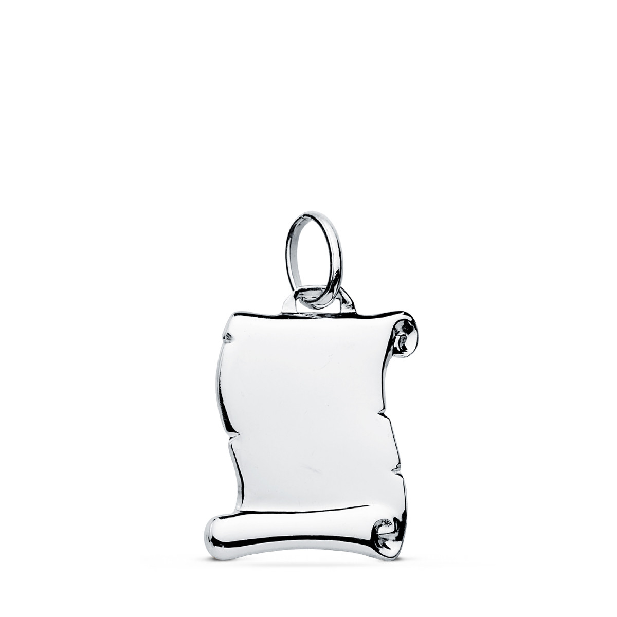 9K COLGANTE PERGAMINO ORO BLANCO LISO ORO BLANCO 14X12 MM