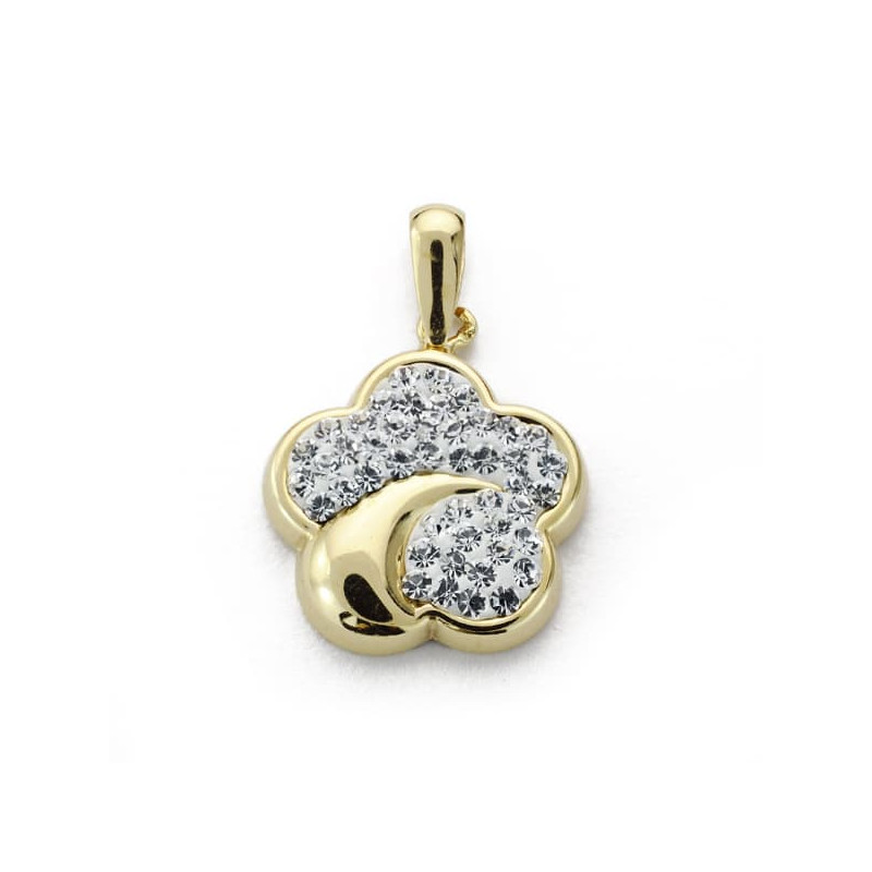 9K COLGANTE ORO AMARILLO FLOR CIRCONITA 15X13 MM