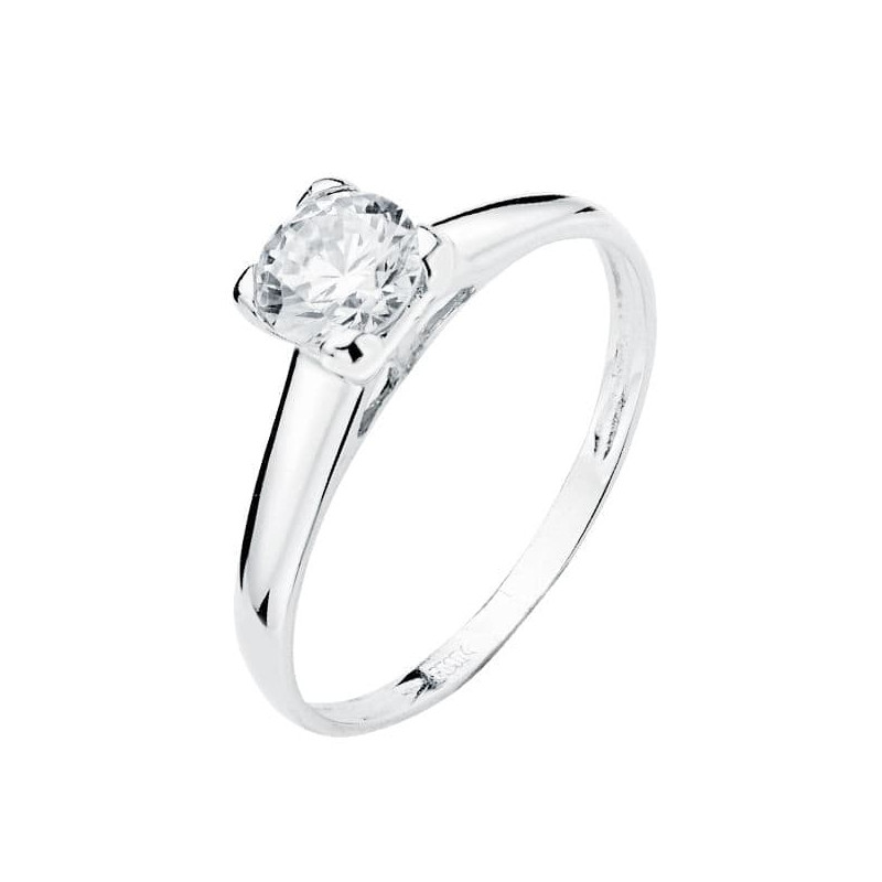 9K SOLITARIO ORO BLANCO CON CIRCONITA EN 4 GARRAS DE 6 MM