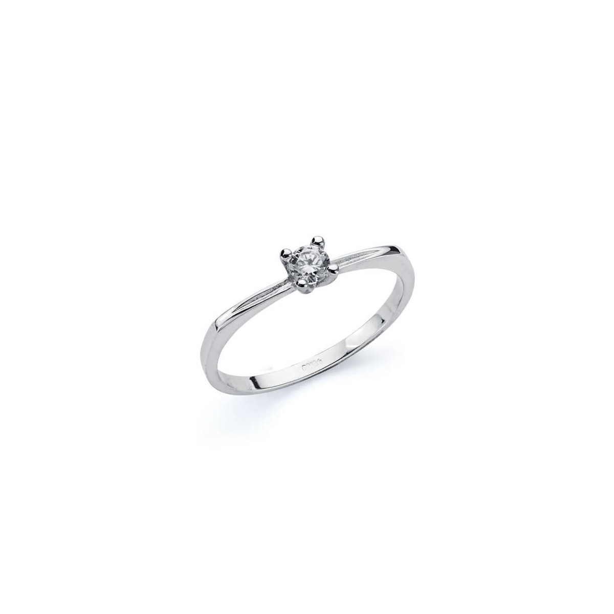 9K SOLITARIO ORO BLANCO CON CIRCONITA EN 4 GARRAS DE 3 MM