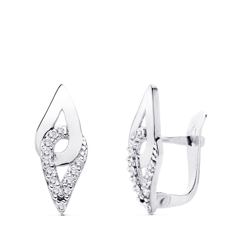 9K PENDIENTES ORO BLANCO 17X7 MM CIERRE CATALAN