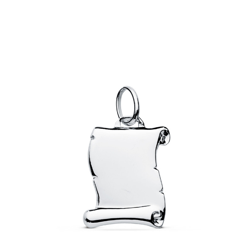 9K COLGANTE PERGAMINO ORO BLANCO 19X14 MM