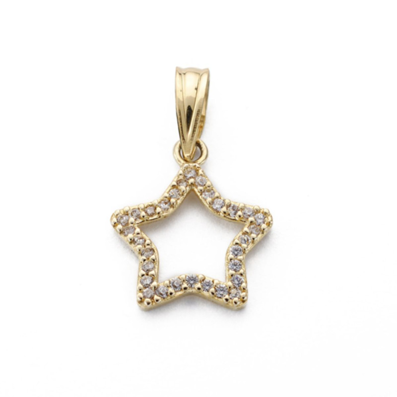 9K COLGANTE ORO AMARILLO ESTRELLA CON CIRCONITA 12X12 MM