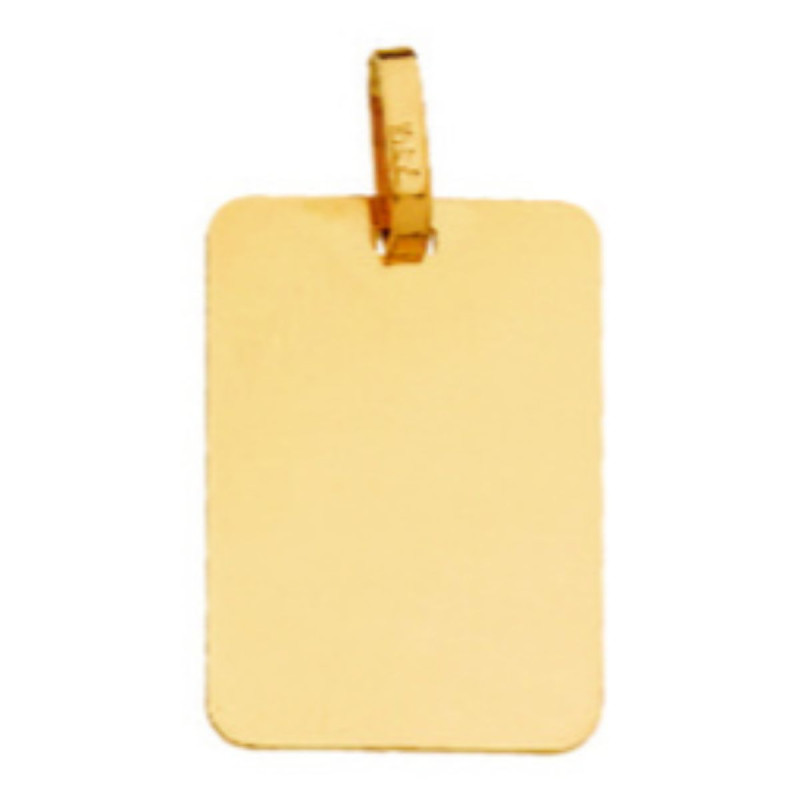 9K PLACA CHAPA RECTAGULAR ORO AMARILLO BRILLO 17X12 MM