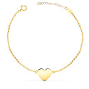 9K PULSERA ORO AMARILLO CORAZON EN BRILLO 12X10 MM. LARGO: 18-2 CM