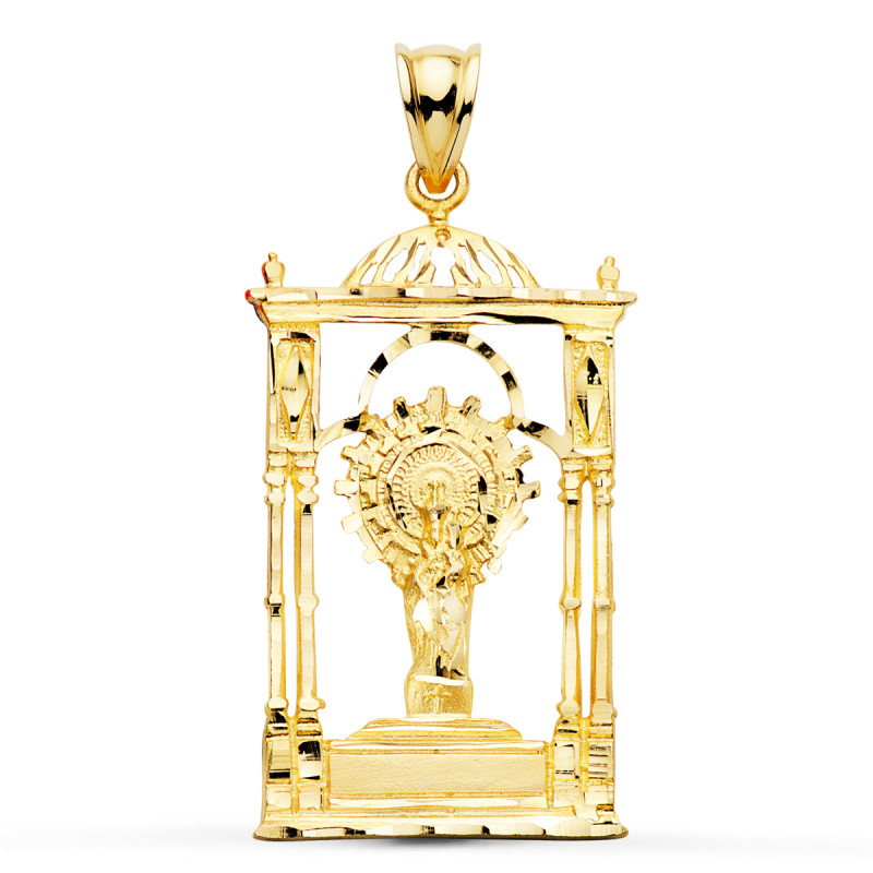 9K COLGANTE ORO AMARILLO VIRGEN DEL PILAR PALIO. 34X20 MM